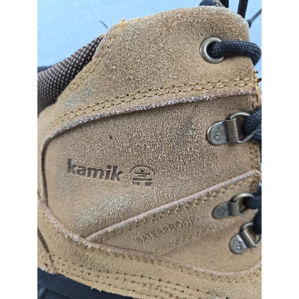 Kamik Wausau Mens Waterproof Winter Snow Boots Tan Black Suede Size 10